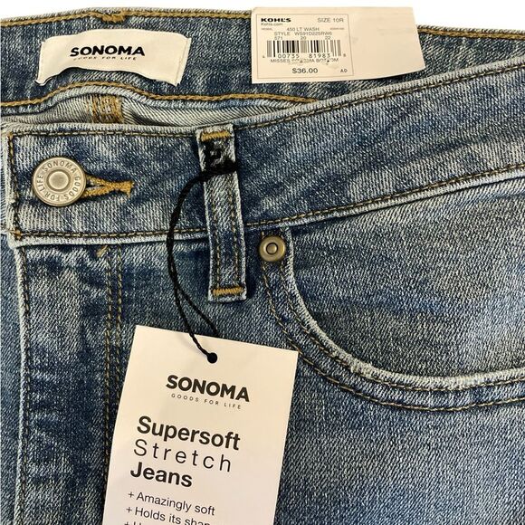 Sonoma Ankle Skinny Jeans Mid Rise Womens Size 10 New With Tags Distressed Plaid - Picture 6 of 12